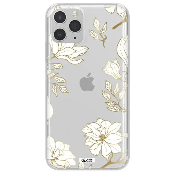 Golden And White Flower Apple iPhone 11 pro max Clear TPU Case