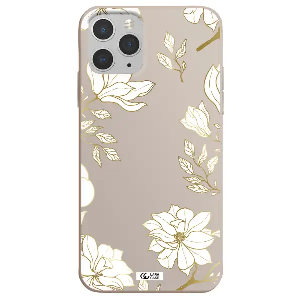 Golden And White Flower Apple iPhone 11 pro Silicone Stone Case