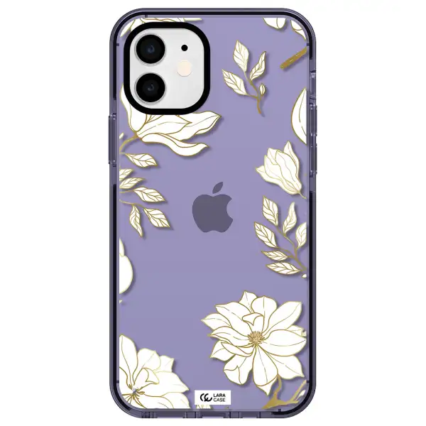 Golden And White Flower Apple iPhone 12 impact Lilac Case