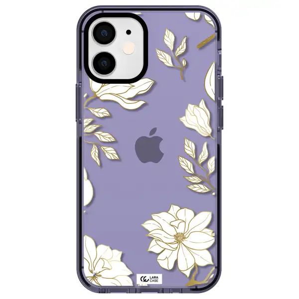 Golden And White Flower Apple iPhone 12 mini impact Lilac Case