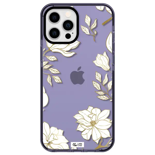 Golden And White Flower Apple iPhone 12 pro max impact Lilac Case