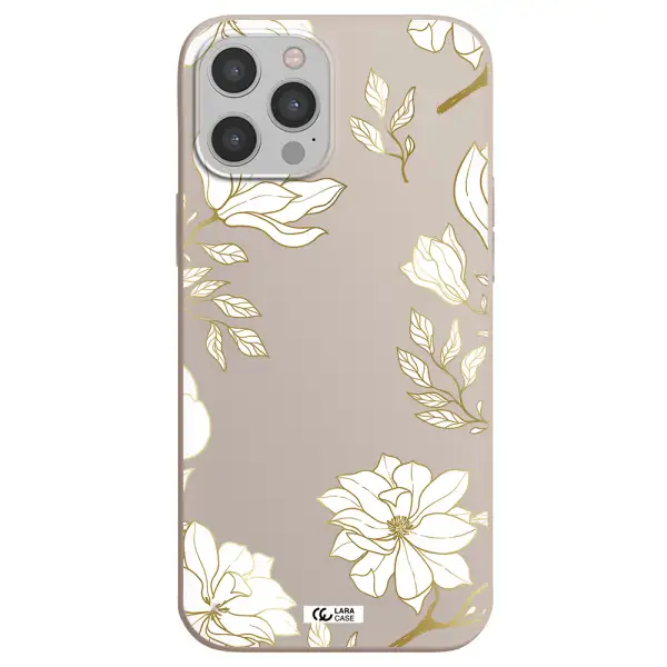 Golden And White Flower Apple iPhone 12 pro Silicone Stone Case