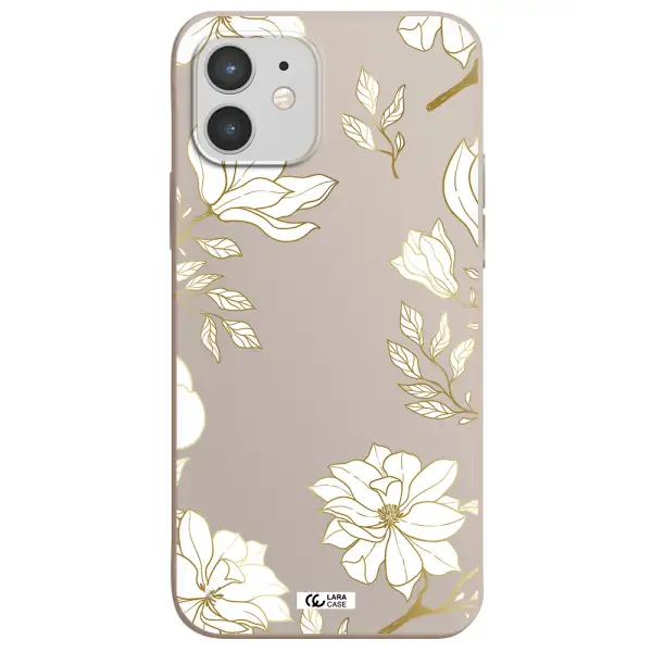 Golden And White Flower Apple iPhone 12 Silicone Stone Case