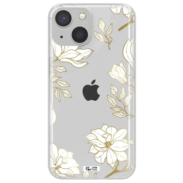 Golden And White Flower Apple iPhone 13 Clear TPU Case