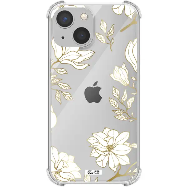 Golden And White Flower Apple iPhone 13 mini Clear PC Case