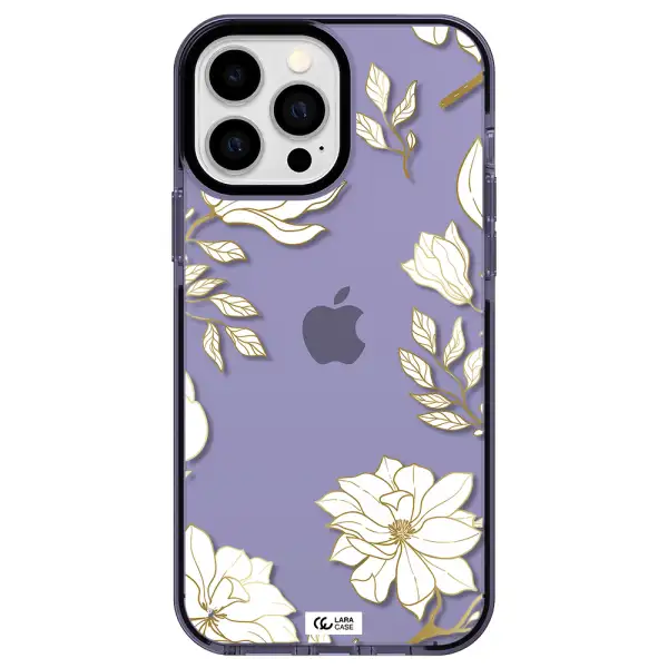 Golden And White Flower Apple iPhone 13 Pro Max impact Lilac Case