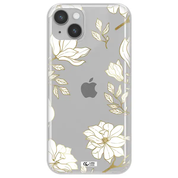 Golden And White Flower Apple iPhone 14 Clear TPU Case
