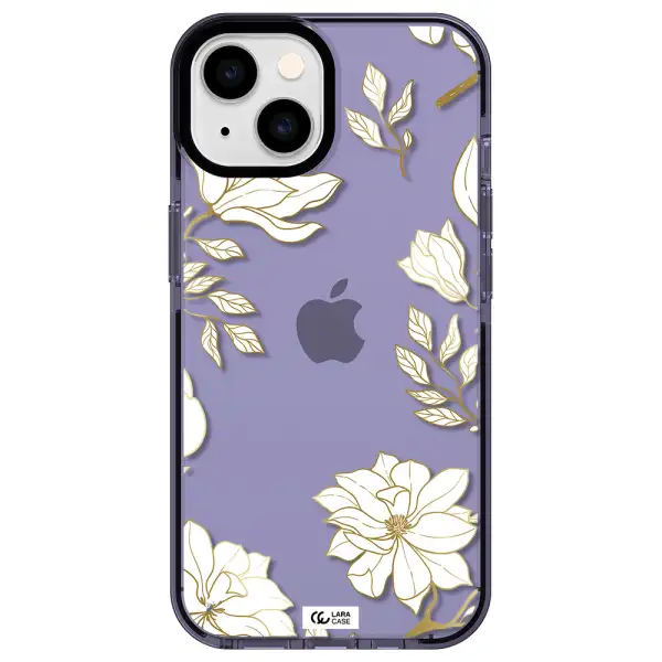 Golden And White Flower Apple iPhone 14 impact Lilac Case