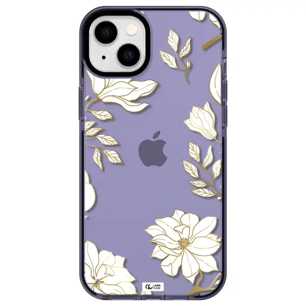 Golden And White Flower Apple iPhone 14 plus impact Lilac Case