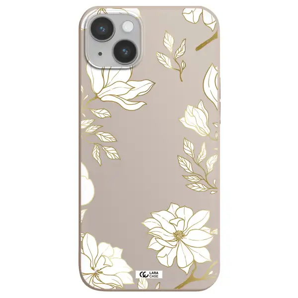 Golden And White Flower Apple iPhone 14 plus Silicone Stone Case