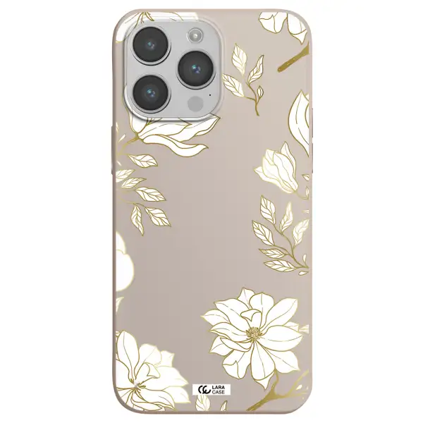 Golden And White Flower Apple iPhone 14 pro Silicone Stone Case