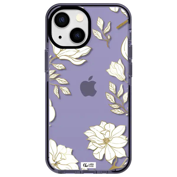 Golden And White Flower Apple iPhone 15 impact Lilac Case