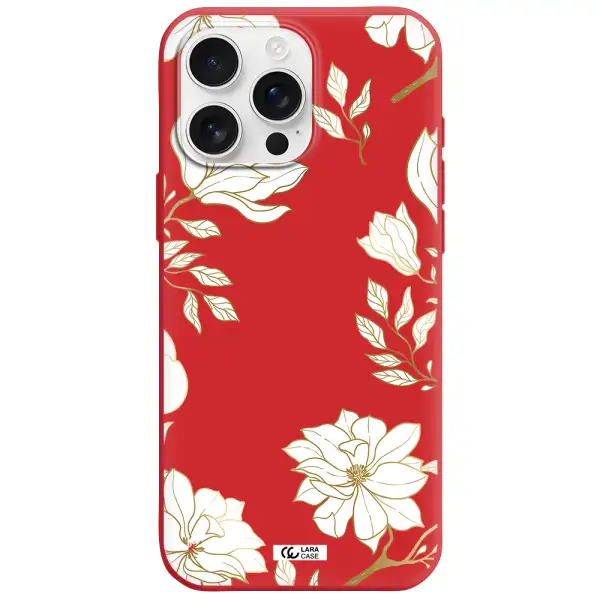 Golden And White Flower Apple Iphone 16 Pro Max Silicone Stone Case