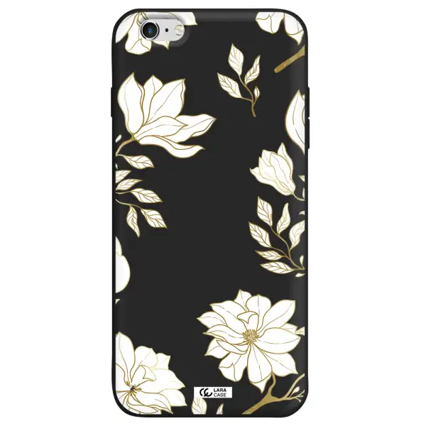 Golden And White Flower Apple iPhone 6 plus Silicone black Case