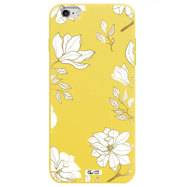 Golden And White Flower Apple iPhone 6 s plus Silicone canary yellow Case