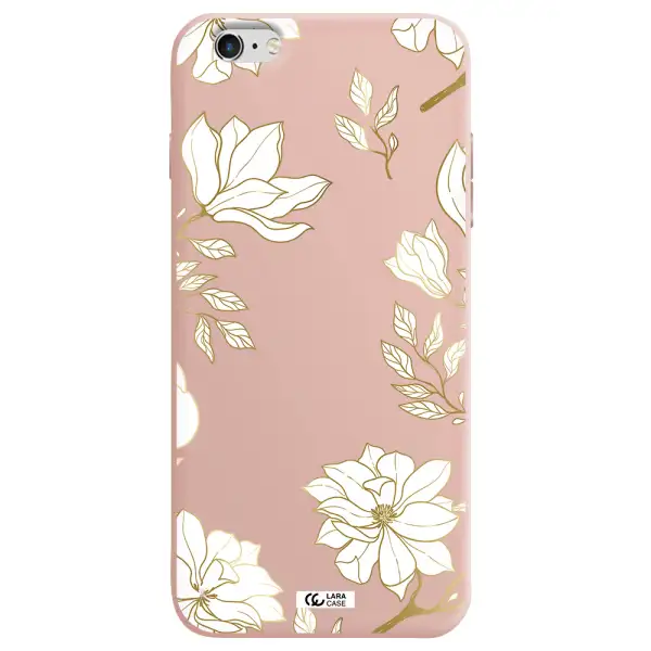 Golden And White Flower Apple iPhone 6 s plus Silicone pastel pink Case