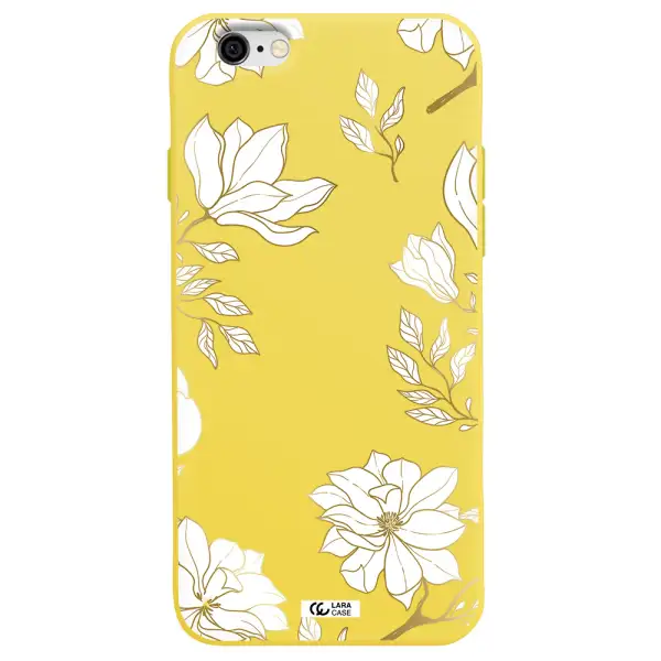 Golden And White Flower Apple iPhone 6 Silicone canary yellow Case