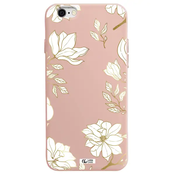 Golden And White Flower Apple iPhone 6 Silicone pastel pink Case