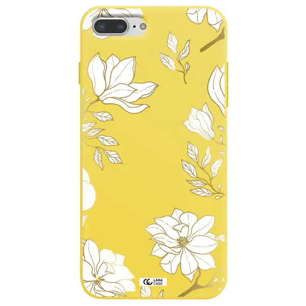 Golden And White Flower Apple iPhone 7 plus Silicone canary yellow Case