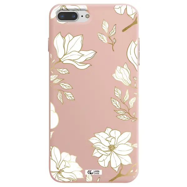 Golden And White Flower Apple iPhone 7 plus Silicone pastel pink Case