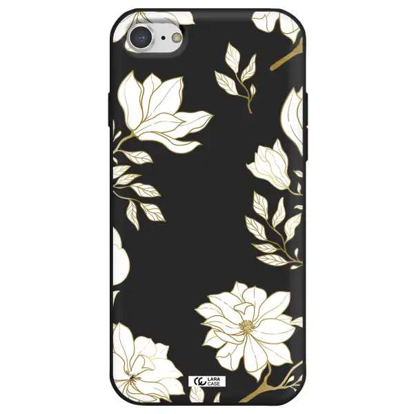 Golden And White Flower Apple iPhone 7 Silicone black Case