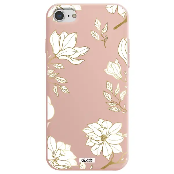 Golden And White Flower Apple iPhone 7 Silicone pastel pink Case