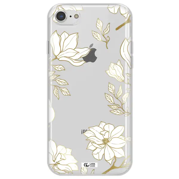 Golden And White Flower Apple iPhone 8 Clear TPU Case