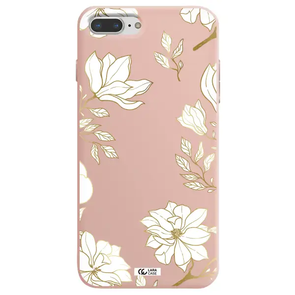 Golden And White Flower Apple iPhone 8 plus Silicone pastel pink Case