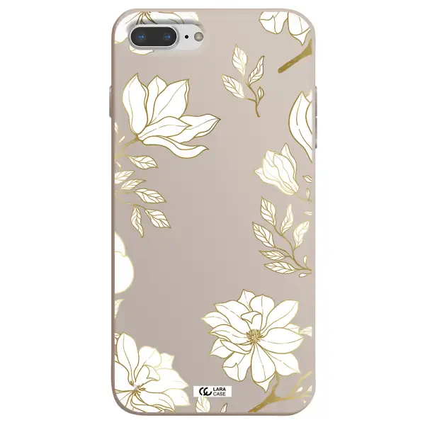 Golden And White Flower Apple iPhone 8 plus Silicone Stone Case