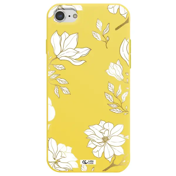 Golden And White Flower Apple iPhone 8 Silicone canary yellow Case