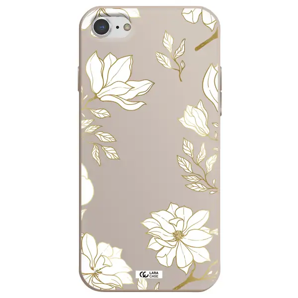 Golden And White Flower Apple iPhone 8 Silicone Stone Case