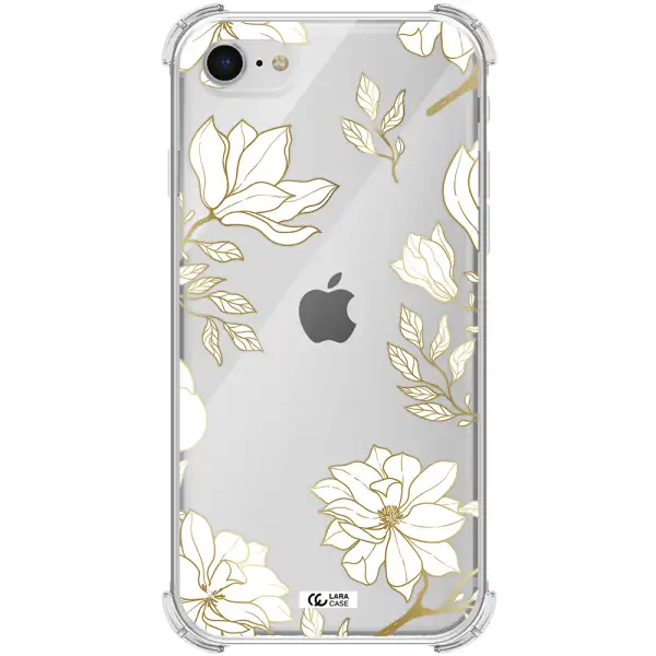 Golden And White Flower Apple iPhone se 2020 Clear PC Case