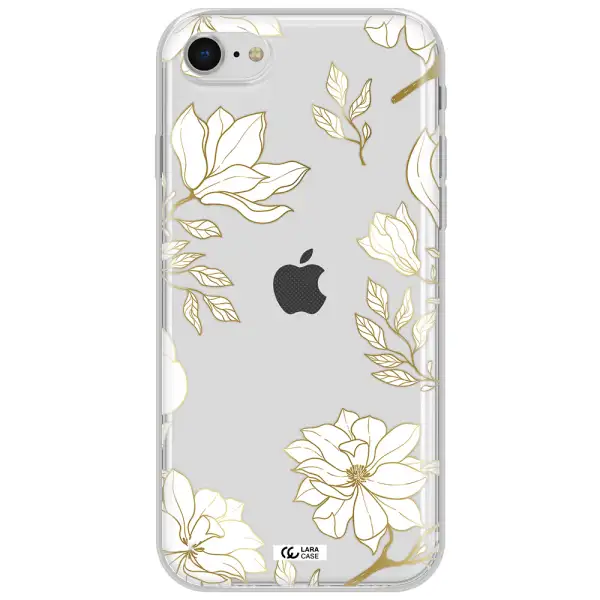 Golden And White Flower Apple Iphone Se 2020 Clear Tpu Case