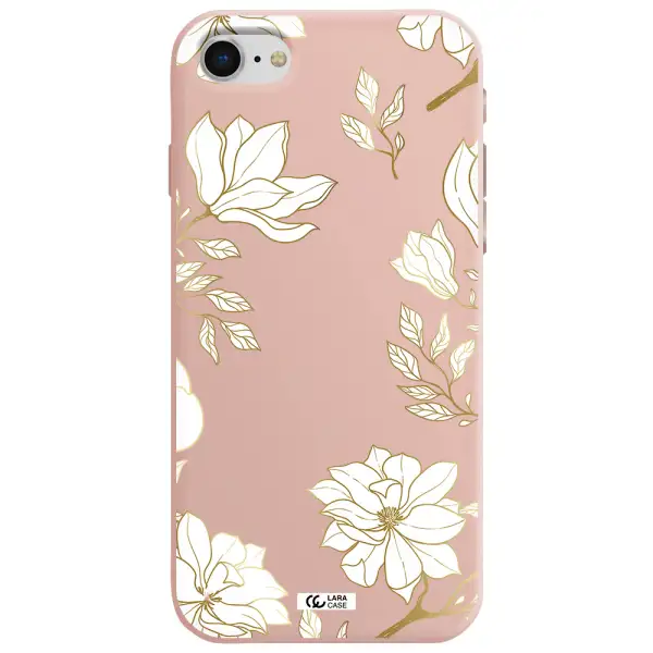 Golden And White Flower Apple iPhone se 2020 Silicone pastel pink Case