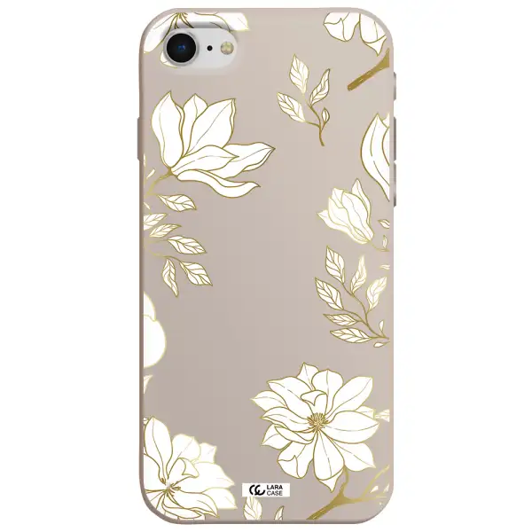 Golden And White Flower Apple iPhone se 2020 Silicone Stone Case