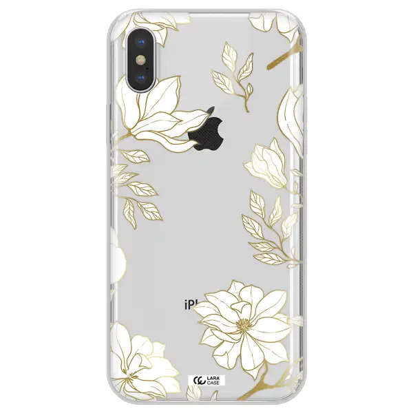 Golden And White Flower Apple iPhone X Clear TPU Case