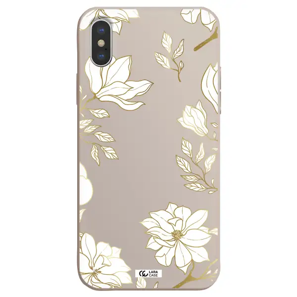 Golden And White Flower Apple iPhone X Silicone Stone Case