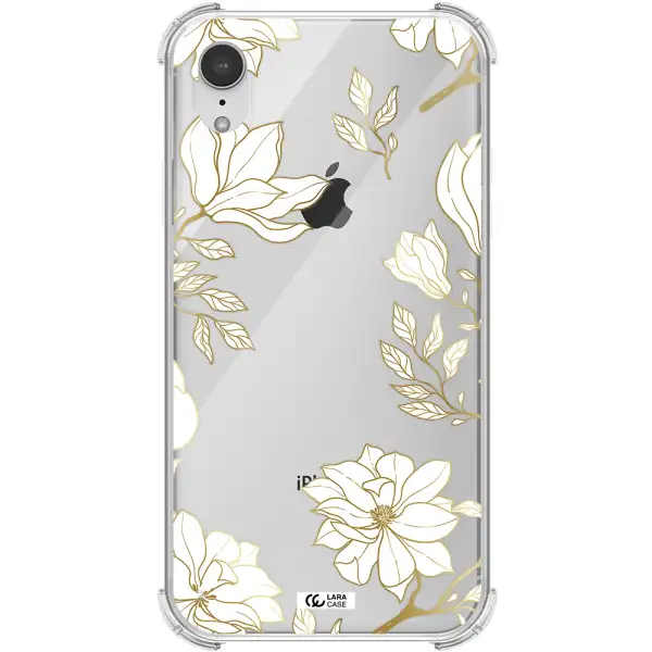 Golden And White Flower Apple iPhone XR Clear PC Case