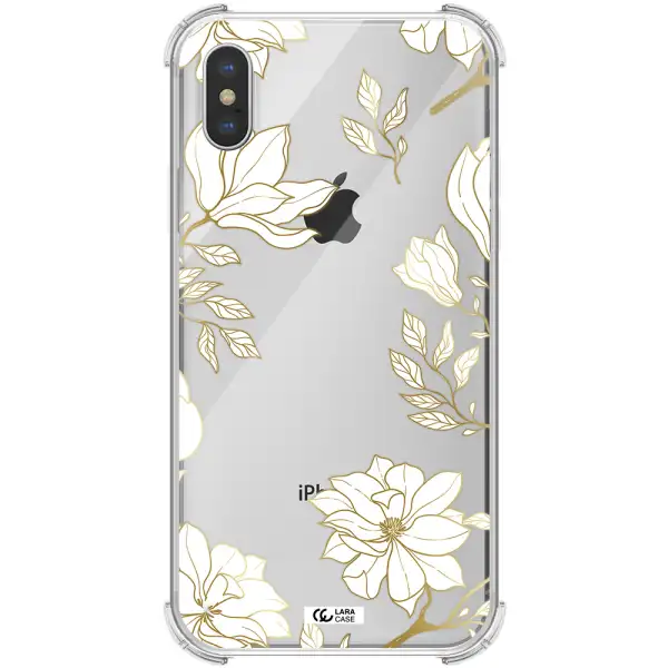 Golden And White Flower Apple iPhone XS Clear PC Case