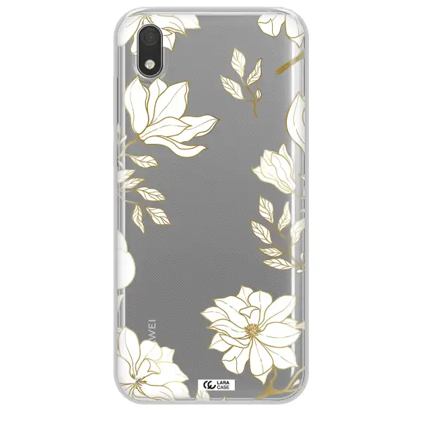 Golden And White Flower Huawei Honor 8S Clear TPU Case