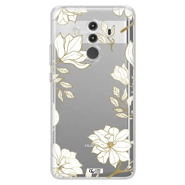Golden And White Flower Huawei Mate 10 Clear TPU Case