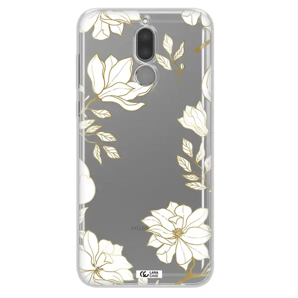 Golden And White Flower Huawei Mate 10 Lite Clear TPU Case