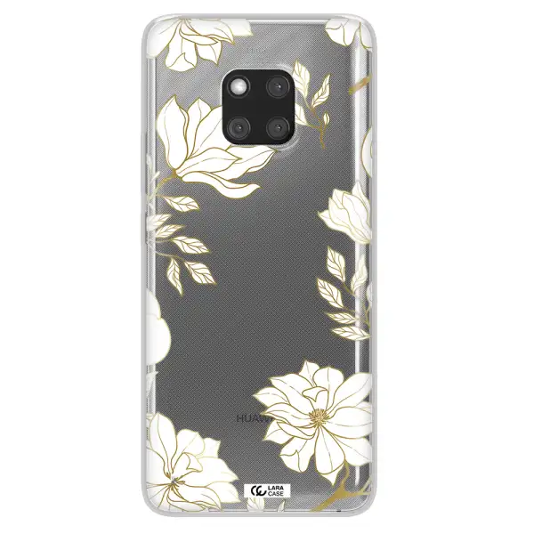 Golden And White Flower Huawei Mate 20 Pro Clear TPU Case