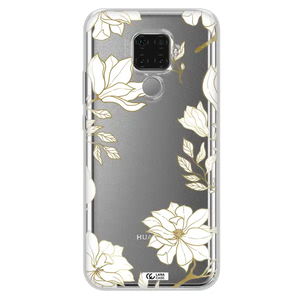 Golden And White Flower Huawei Mate 30 Lite Clear TPU Case
