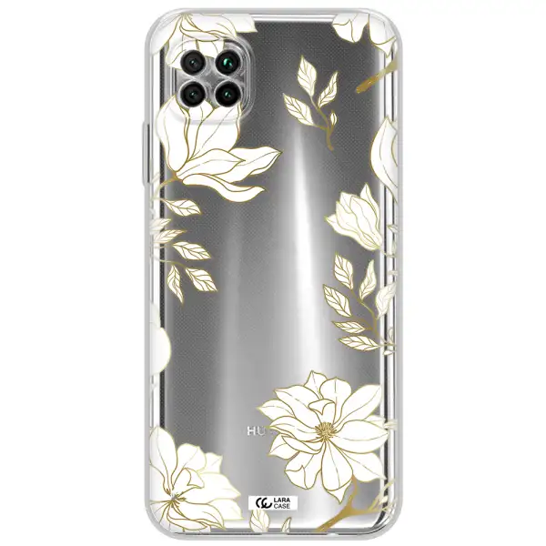 Golden And White Flower Huawei Nova 7I Clear Tpu Case