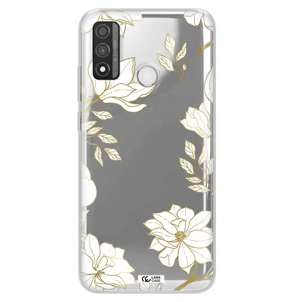 Golden And White Flower Huawei P Smart 2020 Clear TPU Case