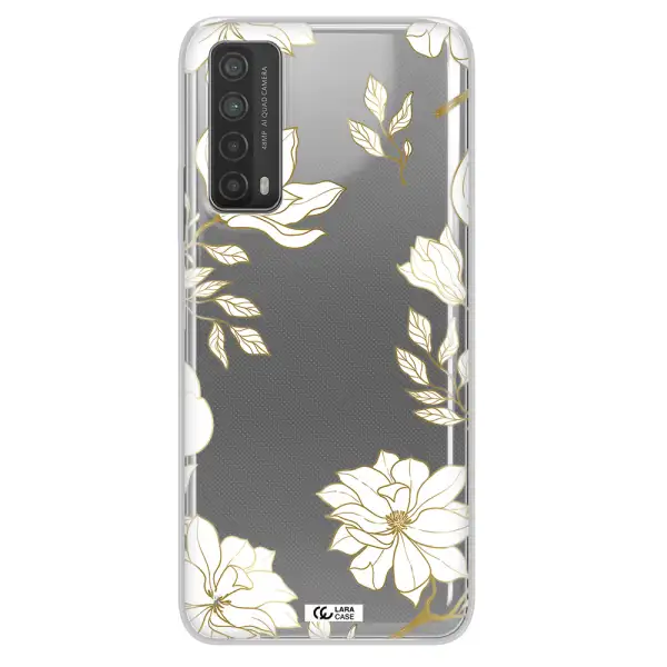 Golden And White Flower Huawei P Smart 2021 Clear TPU Case