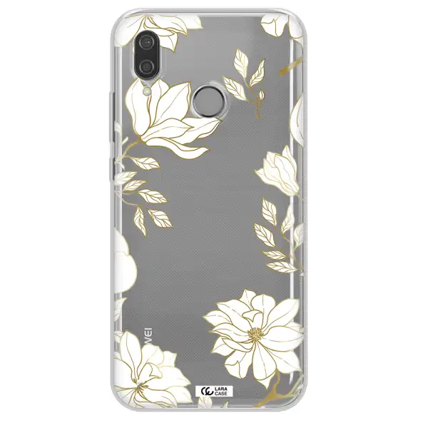 Golden And White Flower Huawei P20 Lite Clear TPU Case