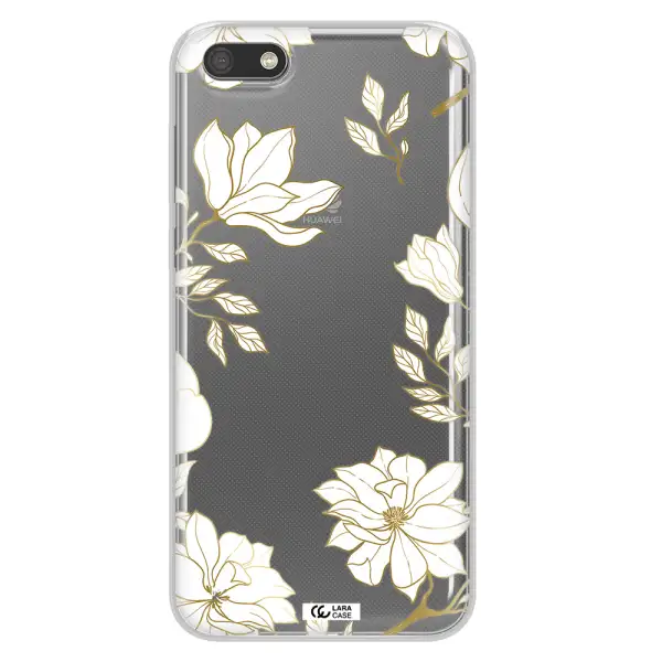 Golden And White Flower Huawei Y5 2018 Clear TPU Case