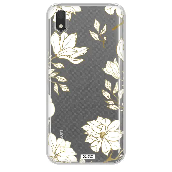 Golden And White Flower Huawei Y5 2019 Clear TPU Case
